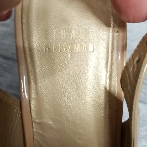 Stuart Weitzman tan slingback peep toe wedge - Picture 9 of 10